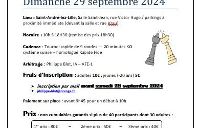 Rapide ST André Echec et Mat – 29 Septembre 2024